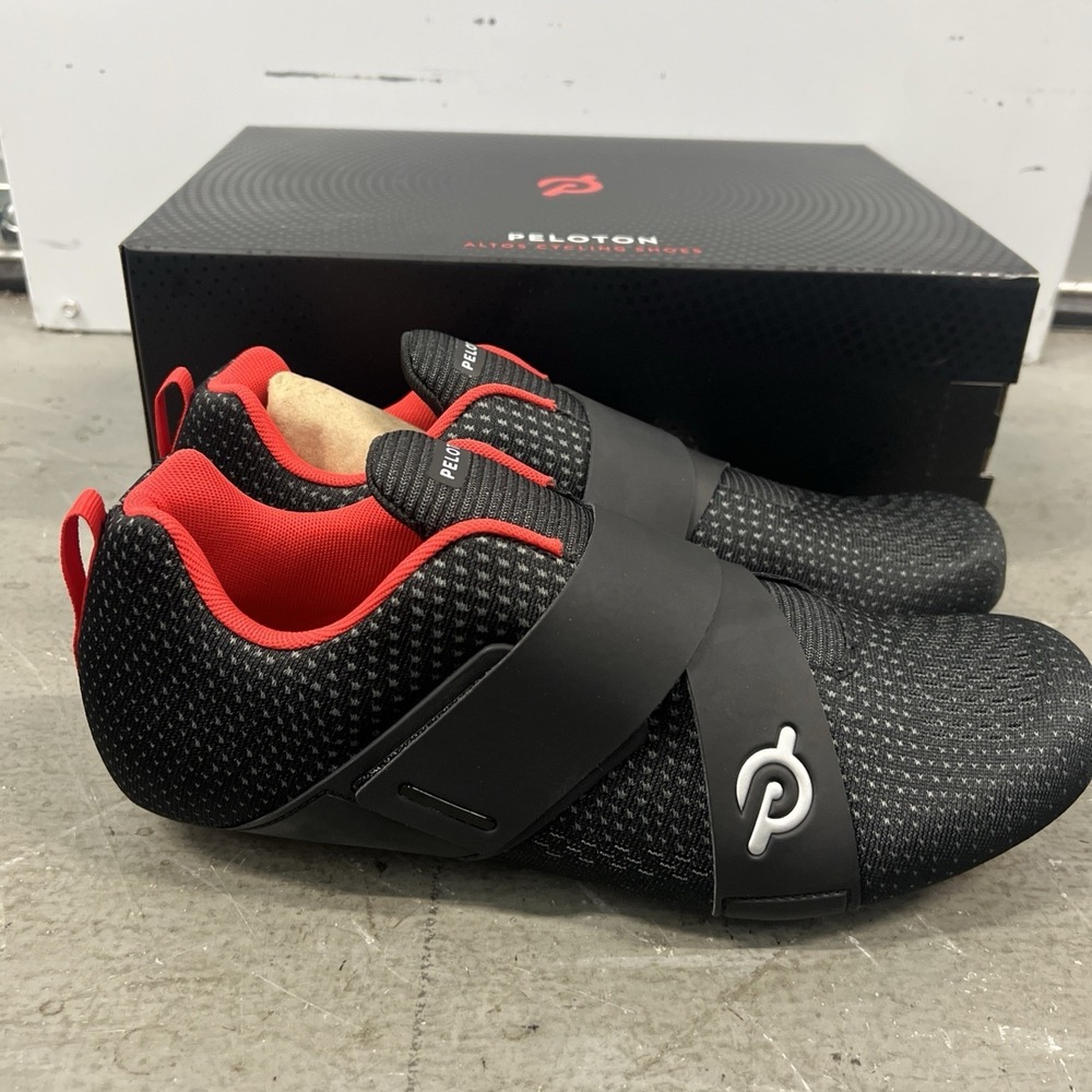 Peloton Altos Cycling Shoes Unisex US 10.5‎ M Black Red Indoor Road Bike Cleats